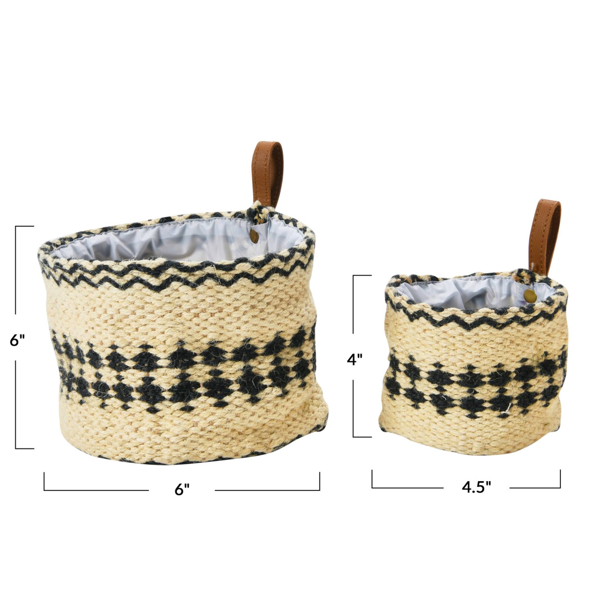 Hello Honey® Black & Cream Woven Jute Basket with Liner Set